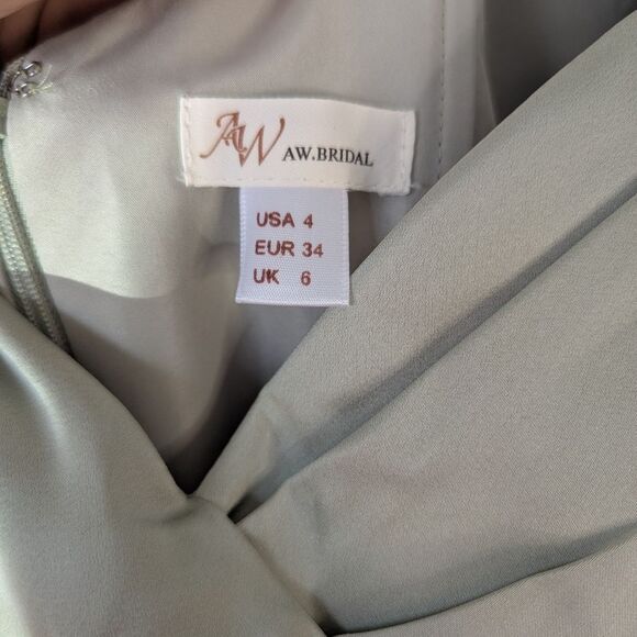 AW. Bridal Sage Green Dey Maxi Bridesmaid Dress Size 4 - Picture 11 of 11